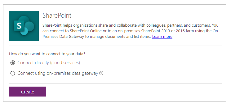 sharePoint | create-connection