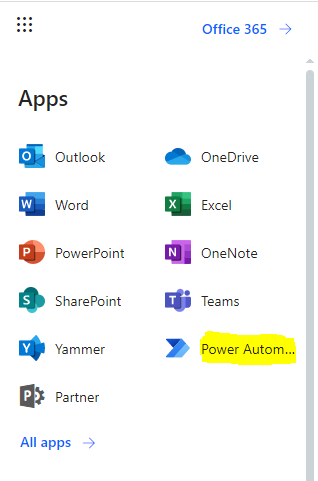 Click on Power Automate